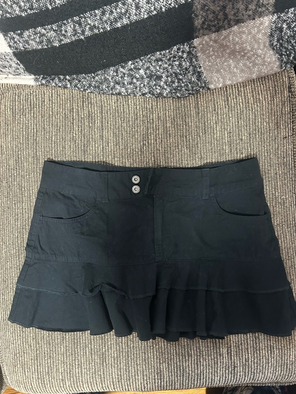 Black Ruffled Mini Skirt - Women's Stylish Layered Design